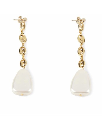 Pendientes Mujer Shabama Barton Latón Bañado en oro Perlas 7,5 cm