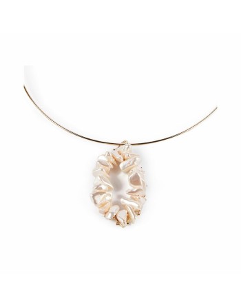 Collana Donna Shabama Mississippi Luxe Ottone Bagno di flash oro Perline 13 cm