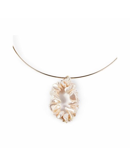 Collier Femme Shabama Mississippi Luxe Laiton Trempé en flash doré Perles 13 cm