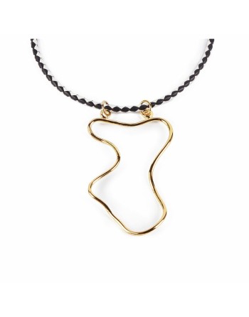 Collana Donna Shabama Malawi Ottone Bagno di flash oro Pelle 38 cm