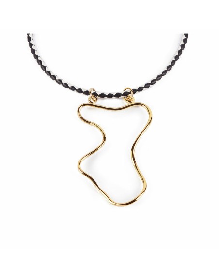 Collier Femme Shabama Malawi Laiton Trempé en flash doré Cuir 38 cm