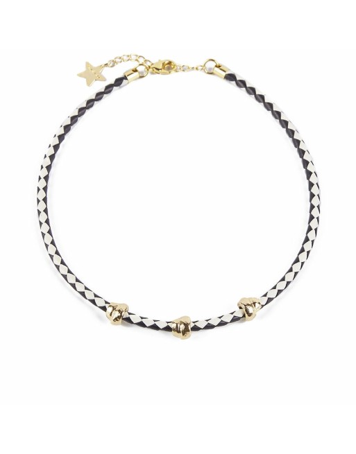 Collana Donna Shabama Namibia Ottone bagnato in oro Pelle 38 cm Set 3 Pezzi