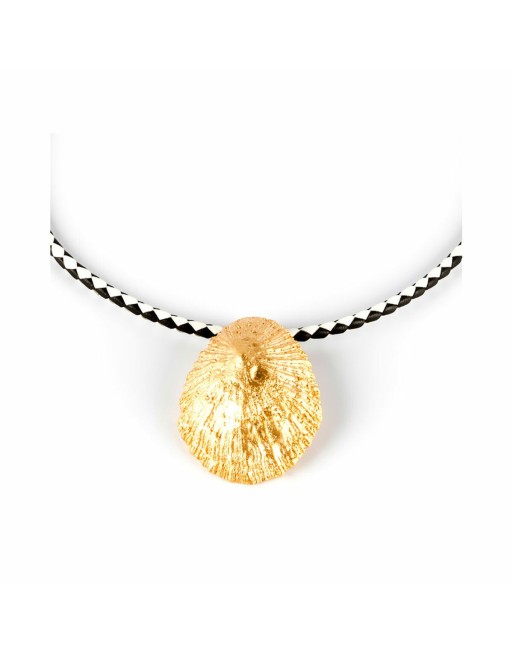 Damenhalskette Shabama Calobra Luxe Messing Goldenes Blitzbad Leder 38 cm