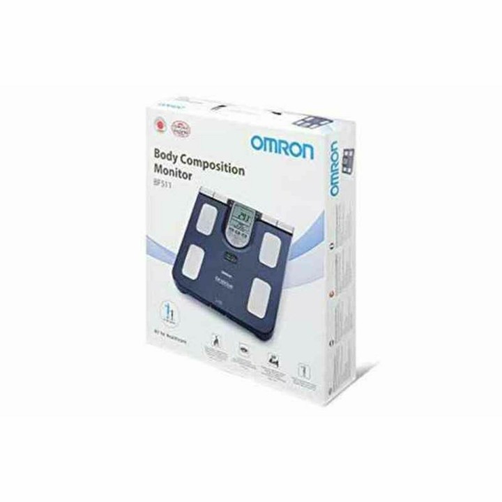 Bilancia Digitale da Bagno Omron BF511 Azzurro Metallo Indice di Grasso Corporeo