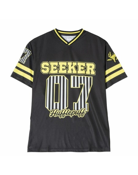 Maglia a Maniche Corte Unisex Harry Potter Hufflepuff Nero