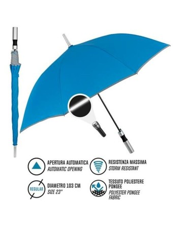 Regenschirm Perletti 23" Mit Einfassung Reflektierend Blau Polyester 103 cm