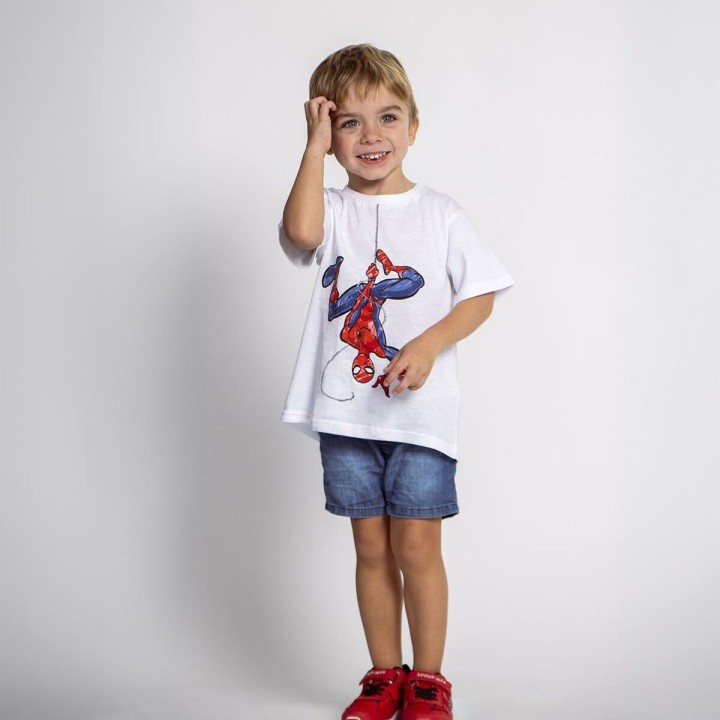 Camiseta de Manga Corta Infantil Spider-Man Blanco