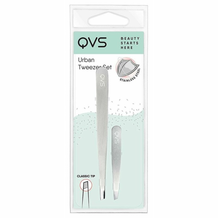 Pinzetta Depilazione QVS 100670247 Argentato Pinzetta Depilazione Acciaio inossidabile 2 Pezzi