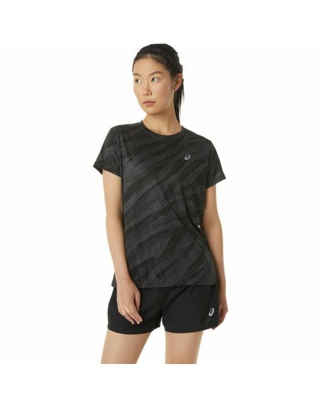Damen Kurzarm-T-Shirt Asics Core All Over Print Schwarz Damen