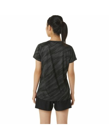 Damen Kurzarm-T-Shirt Asics Core All Over Print Schwarz Damen