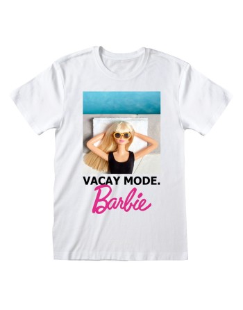 Maglia a Maniche Corte Barbie Vacay Mode Bianco Unisex
