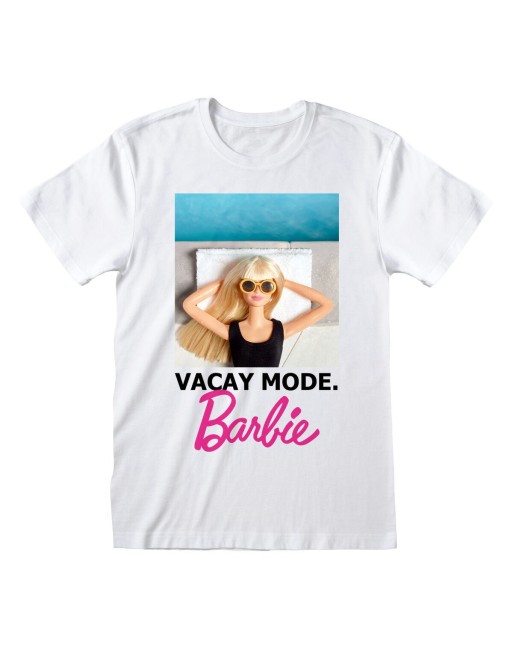 Maglia a Maniche Corte Barbie Vacay Mode Bianco Unisex