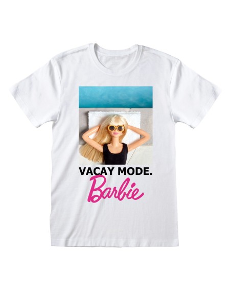 Maglia a Maniche Corte Barbie Vacay Mode Bianco Unisex