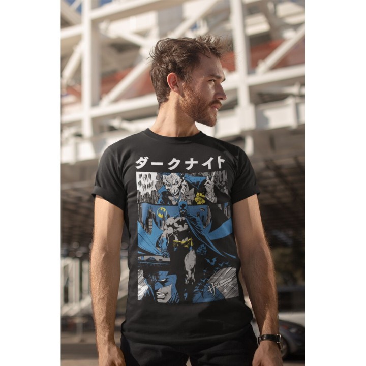 Maglia a Maniche Corte Batman Manga Cover Nero Unisex