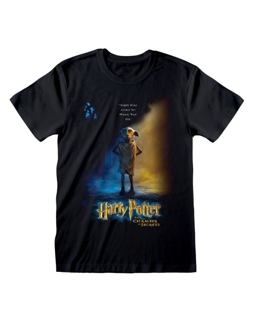 Kurzarm-T-Shirt Harry Potter Dobby Poster Schwarz Unisex