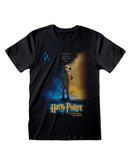 T shirt à manches courtes Harry Potter Dobby Poster Noir Unisexe