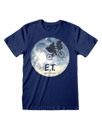 Maglia a Maniche Corte E.T. Moon Silhouette Azzurro Unisex