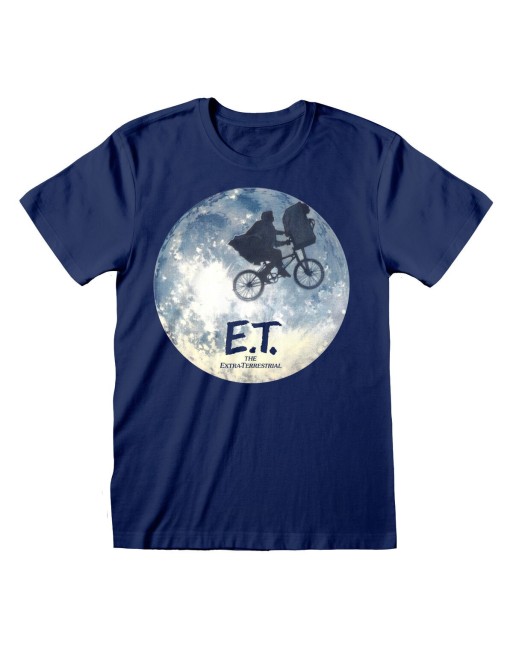 Maglia a Maniche Corte E.T. Moon Silhouette Azzurro Unisex