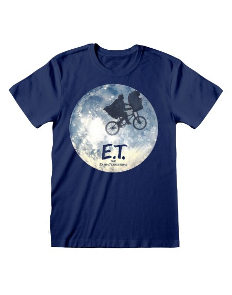 Kurzarm-T-Shirt E.T. Moon Silhouette Blau Unisex