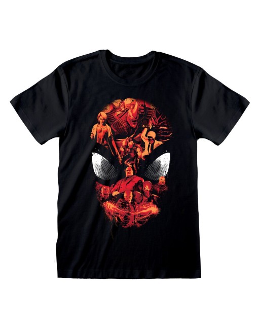 T shirt à manches courtes Spider-Man Character Roster Noir Unisexe