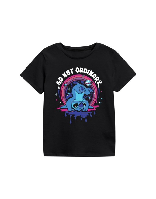 Camiseta de Manga Corta Infantil Stitch So Not Ordinary Negro