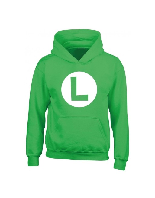 Unisex Hættetrøje Super Mario Luigi Badge Grøn