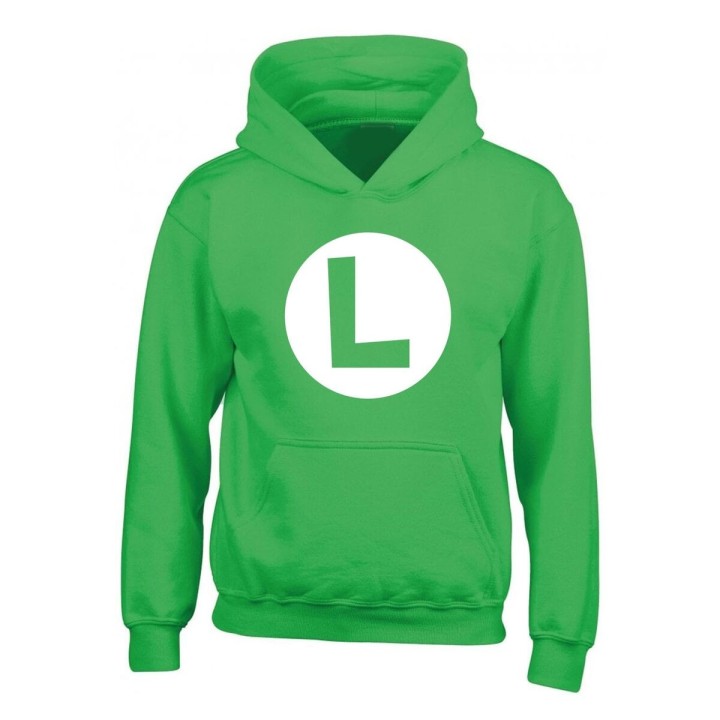 Unisex Hættetrøje Super Mario Luigi Badge Grøn