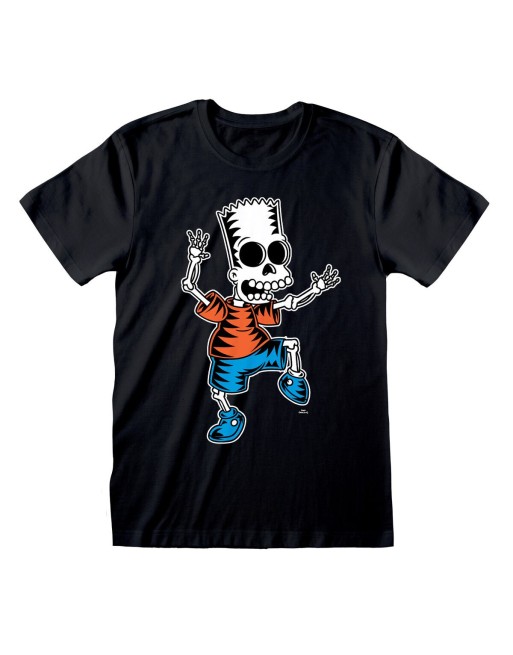 Kortærmet T-shirt The Simpsons Skeleton Bart Sort Unisex