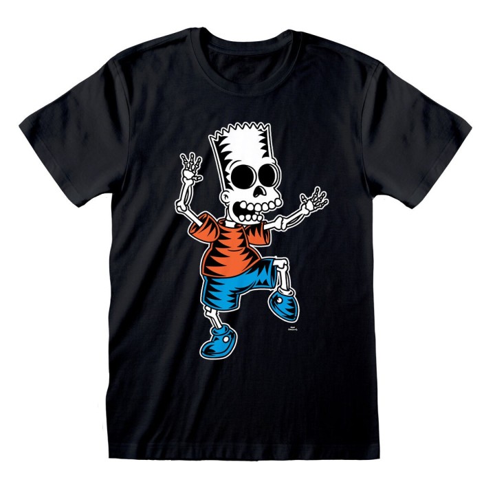 Kortærmet T-shirt The Simpsons Skeleton Bart Sort Unisex