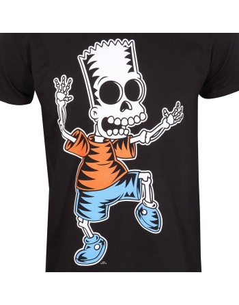 T shirt à manches courtes The Simpsons Skeleton Bart Noir Unisexe