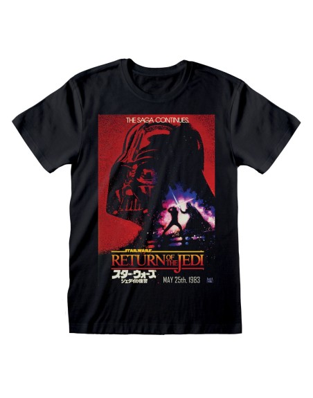 Camiseta de Manga Corta Star Wars Vader Poster Negro Unisex