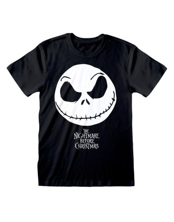 Maglia a Maniche Corte The Nightmare Before Christmas Jack Face Nero Unisex