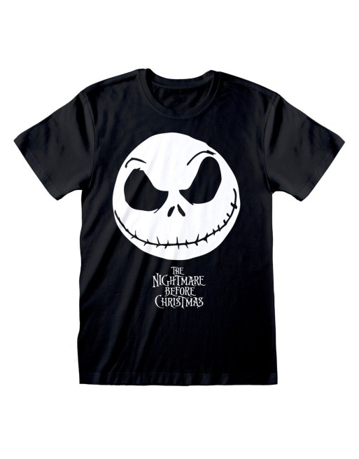 Short Sleeve T-Shirt The Nightmare Before Christmas Jack Face Black Unisex
