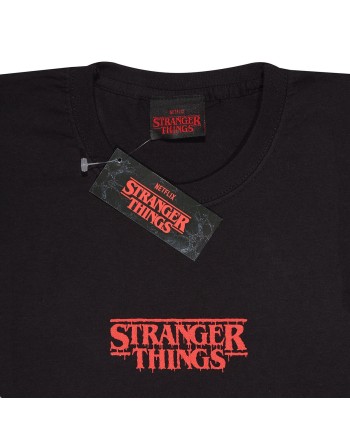 T shirt à manches courtes Stranger Things Demogorgon Upside Down Noir Unisexe