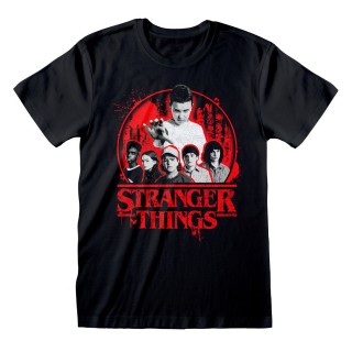 Kortærmet T-shirt Stranger Things Circle Logo Sort Unisex