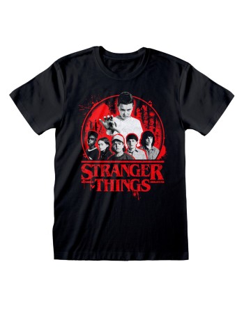 Maglia a Maniche Corte Stranger Things Circle Logo Nero Unisex