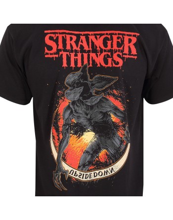 T shirt à manches courtes Stranger Things Demogorgon Upside Down Noir Unisexe