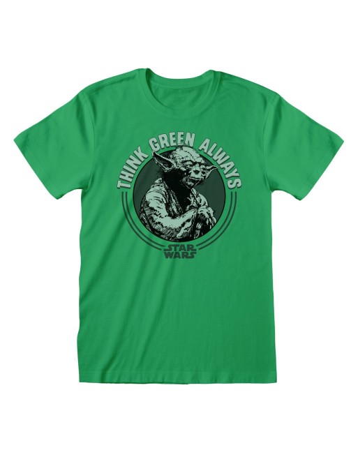 Maglia a Maniche Corte Star Wars Yoda Think Green Verde Unisex