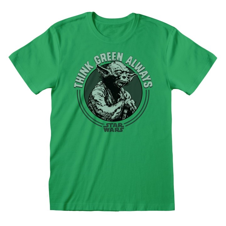 Kortærmet T-shirt Star Wars Yoda Think Green Grøn Unisex