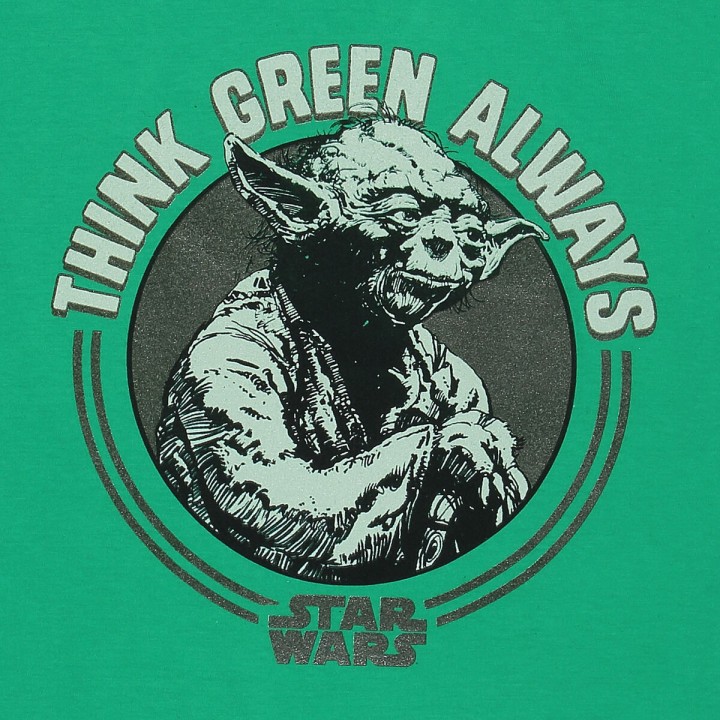 Maglia a Maniche Corte Star Wars Yoda Think Green Verde Unisex