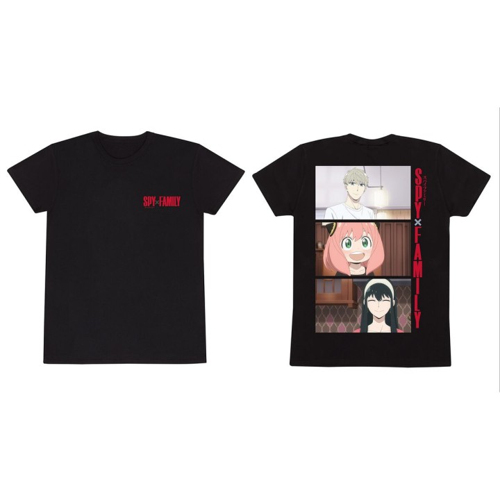 Kortærmet T-shirt Spy X Family Trio Shots Sort Unisex