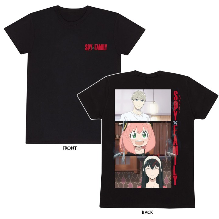 Kortærmet T-shirt Spy X Family Trio Shots Sort Unisex
