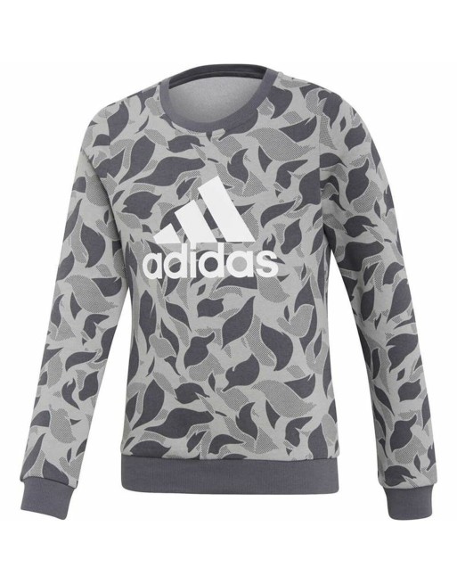 Sweatshirt uden hætte til piger Adidas ID Crew Grå Lysegrå