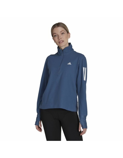 Langarm Damen T-Shirt Adidas Own the Run 1/2 Zip Indigo