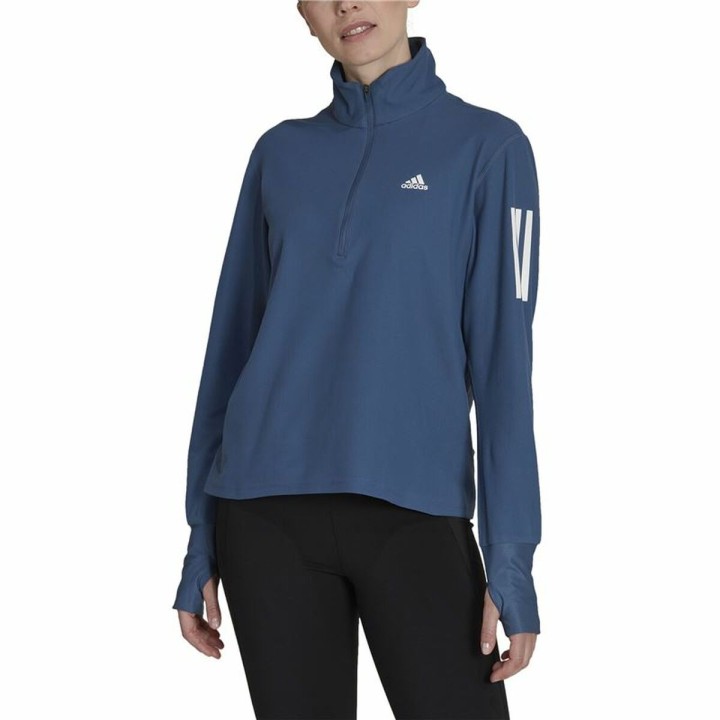 Kvinde Langærmet T-Shirt Adidas Own the Run 1/2 Zip Indigo