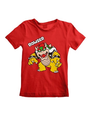 T shirt à manches courtes Enfant Super Mario Bowser Text Rouge