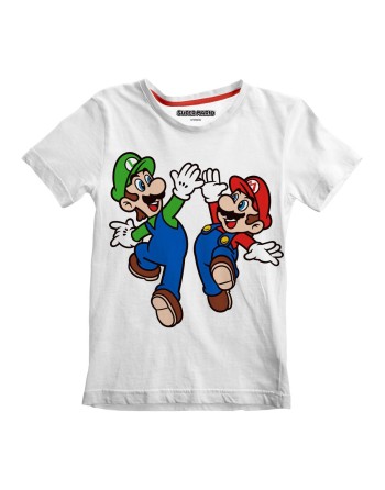 T shirt à manches courtes Enfant Super Mario Mario and Luigi Blanc