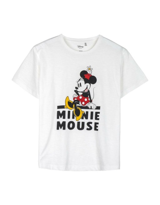 Maglia a Maniche Corte Donna Minnie Mouse Bianco