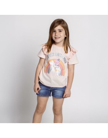 Maglia a Maniche Corte per Bambini Peppa Pig Rosa chiaro