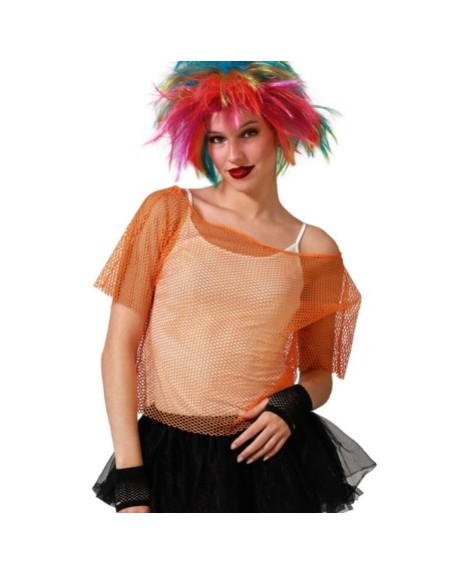 Damen Kurzarm-T-Shirt Raster Orange